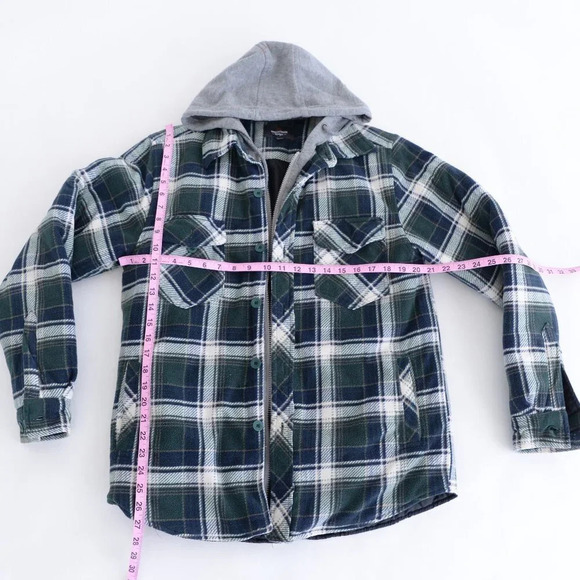 Mountain Ridge Flannel Zip Up with Hoodie Shacket Jacket - Small - Picture 4 of 13